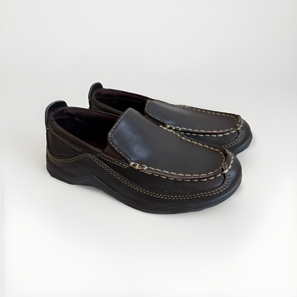 Cole Haan Lil Finley Children's Dark Brown Faux Leather Driving Mocs Size 10 - Picture 1 of 6
